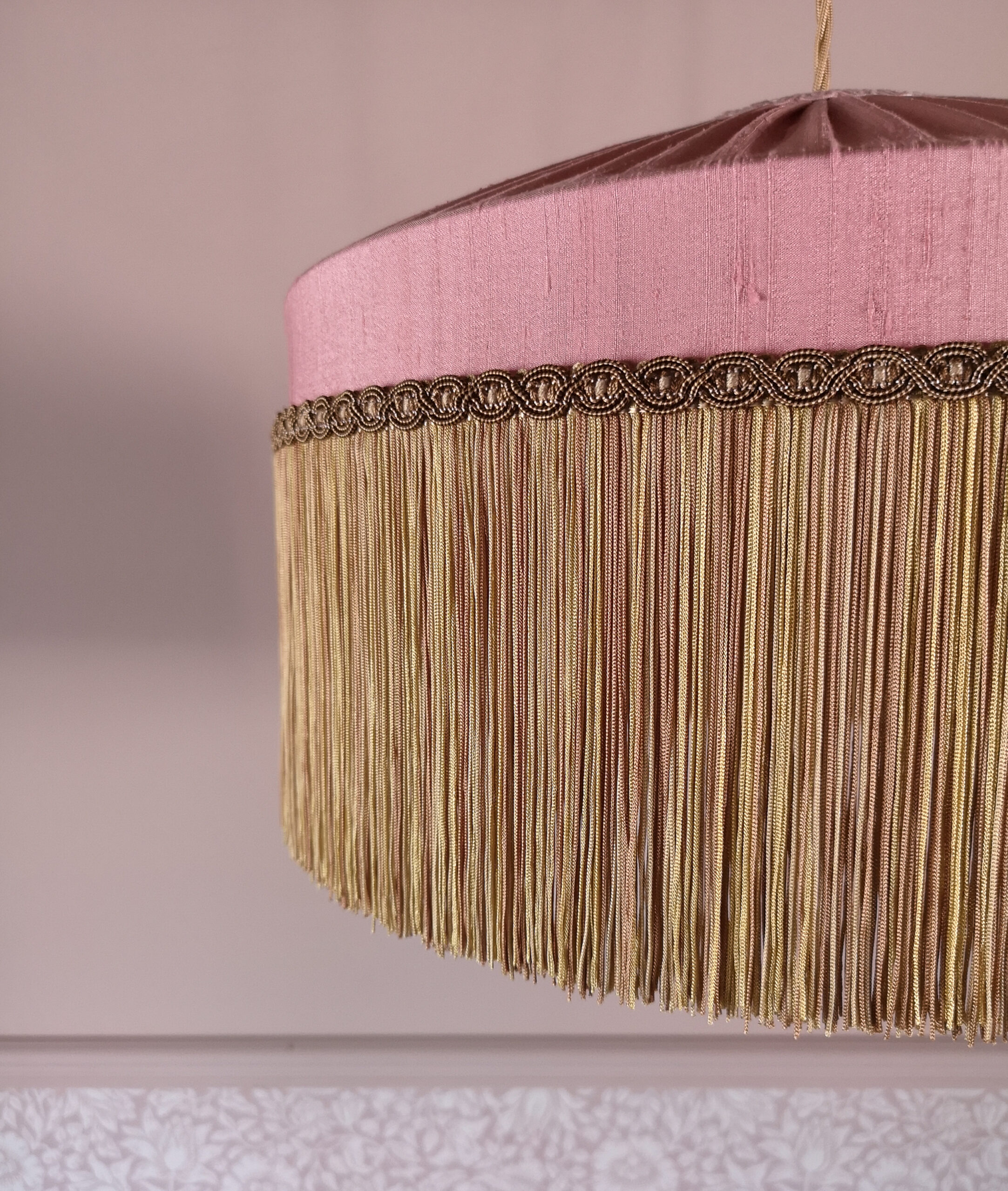 Featured image for “Salmon Rose Silk Tiffany Lampshade (Straight)”