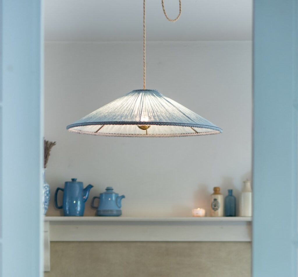Limited Edition Hand Pleated Cotton Lampshade in Blue