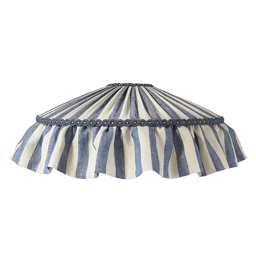 Cornflower Blue Tent Stripe Tiffany Ruffle Lampshade