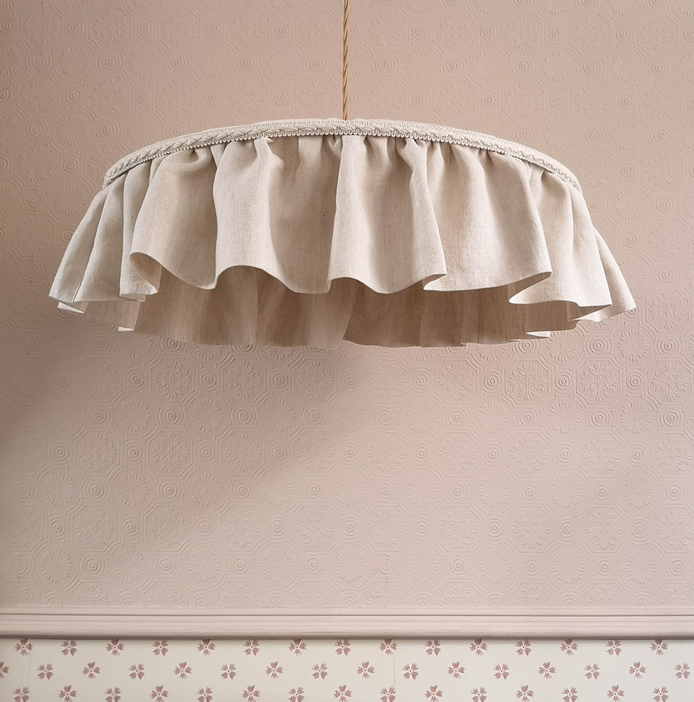 Featured image for “Almond Linen Tiffany Ruffle Lampshade”