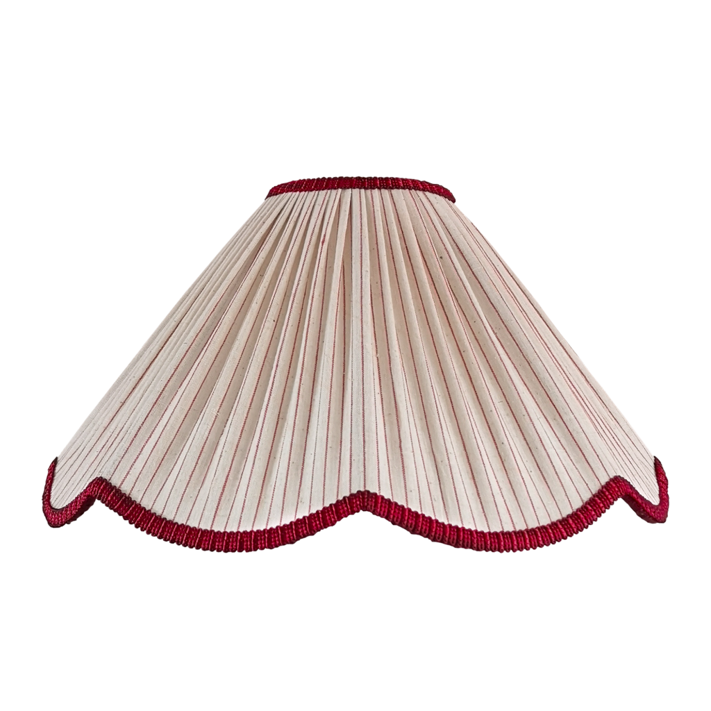 Red Pinstripe Scallop Bell Lampshade