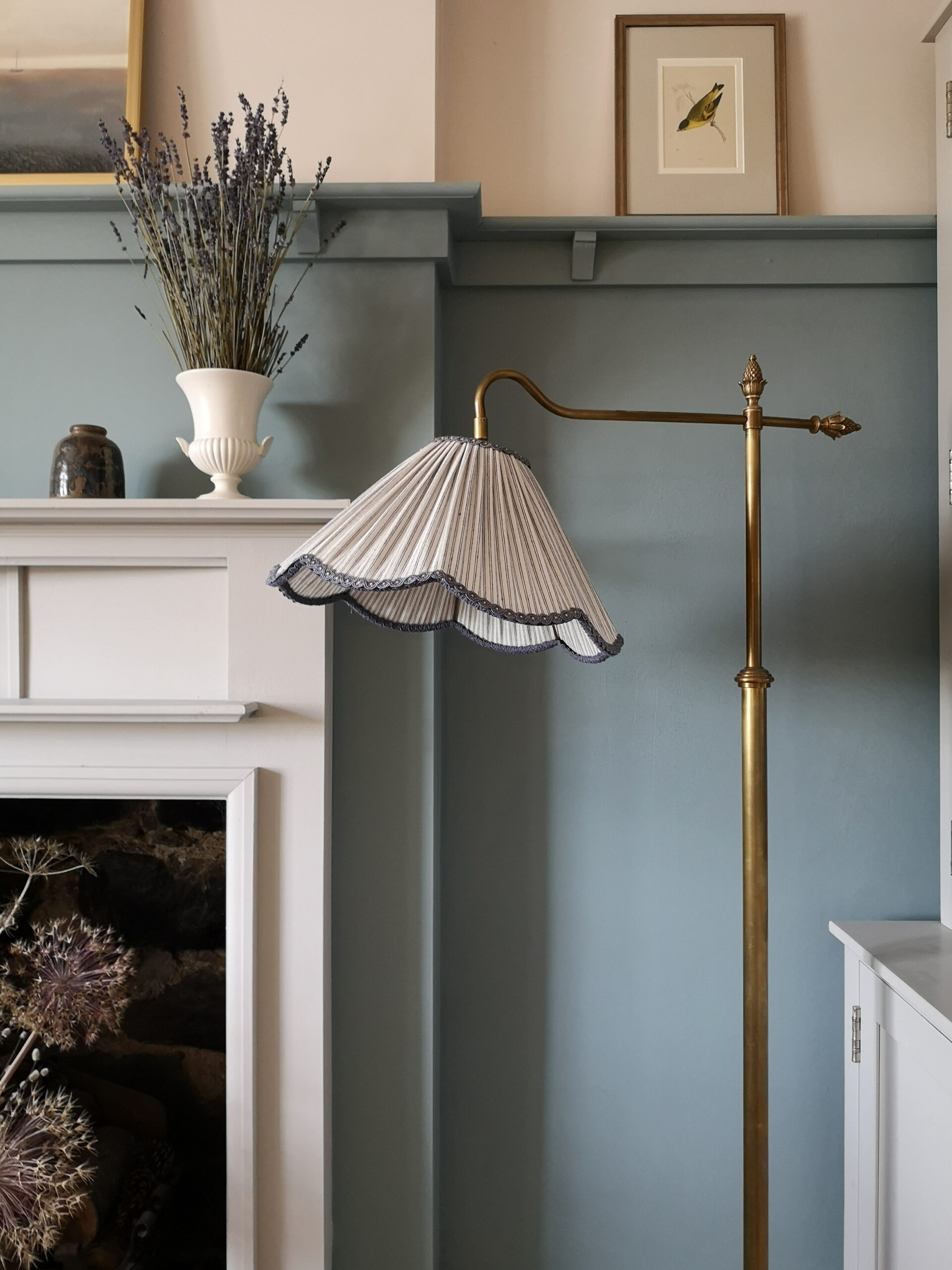 Featured image for “Blue Ticking Stripe Scallop Bell Lampshade”