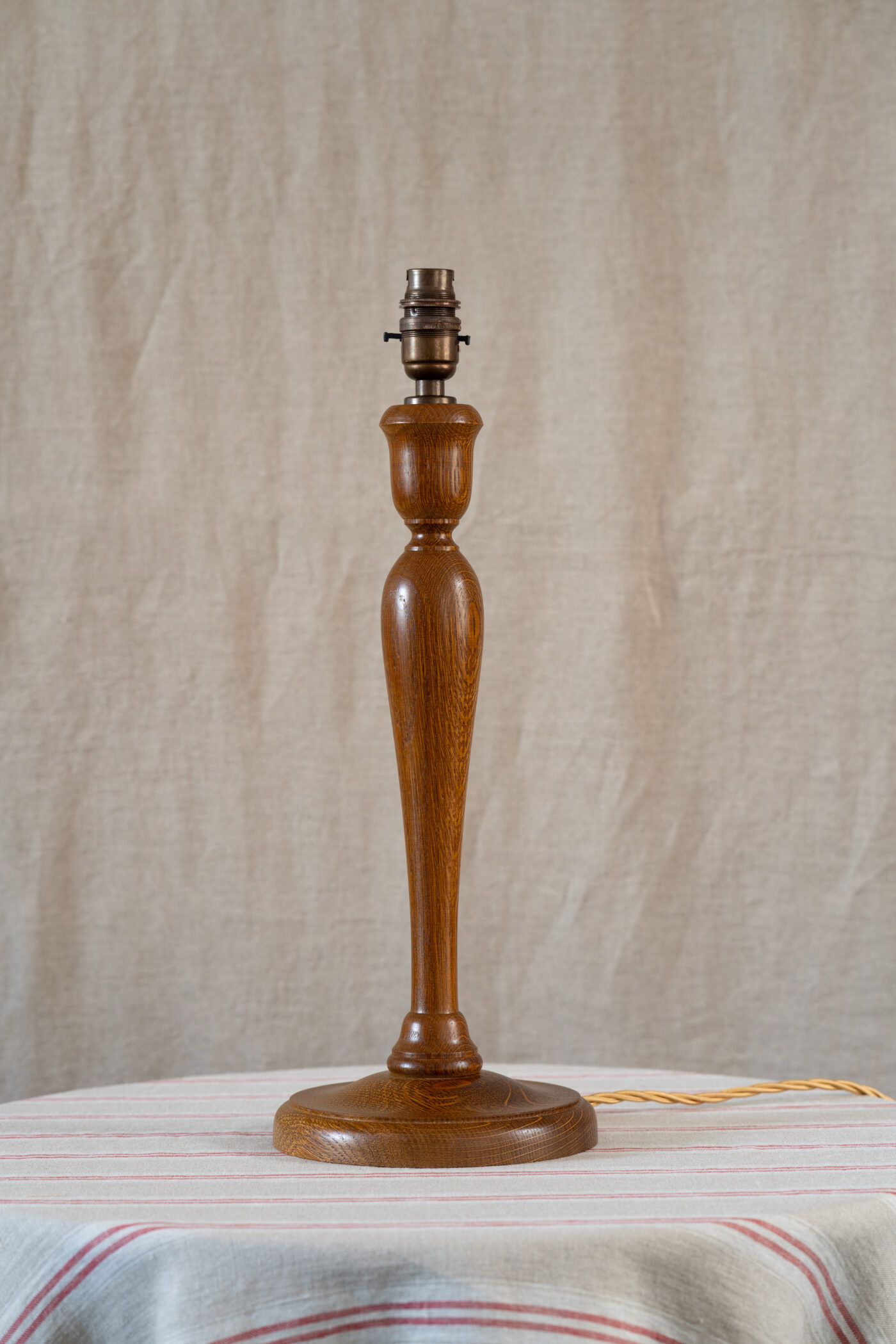 Oak Candlestick Lampstand - Handmade Fabric Lampshades