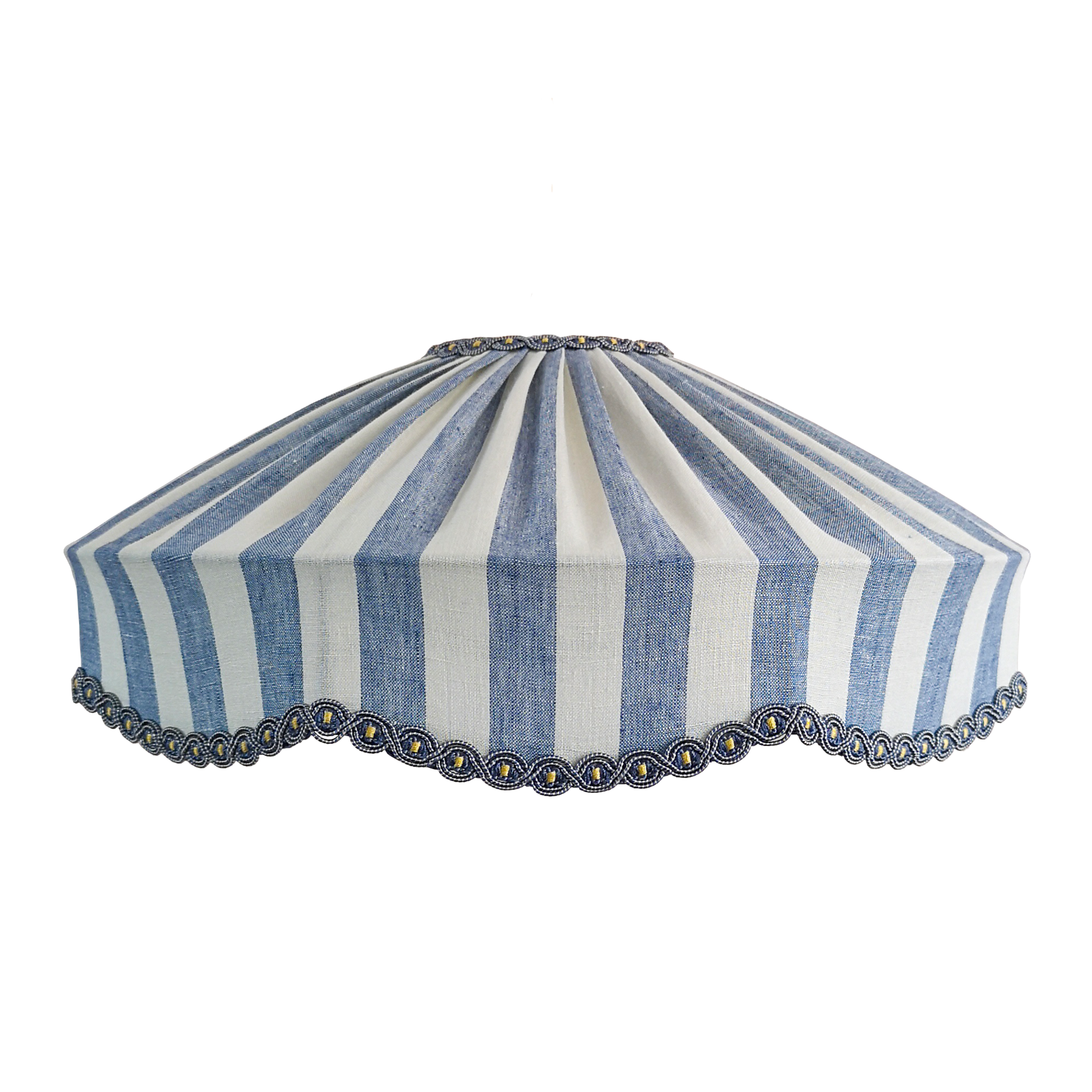 Featured image for “Tiffany Wave Fluted Lamp - Cornflower Blue and Ivory Tent Stripe”