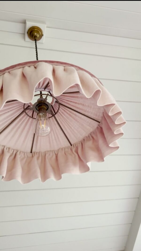 Lmap Shade Ruffle Shell Pink Linen Tiffany Ruffle Lampshade - Beauvamp