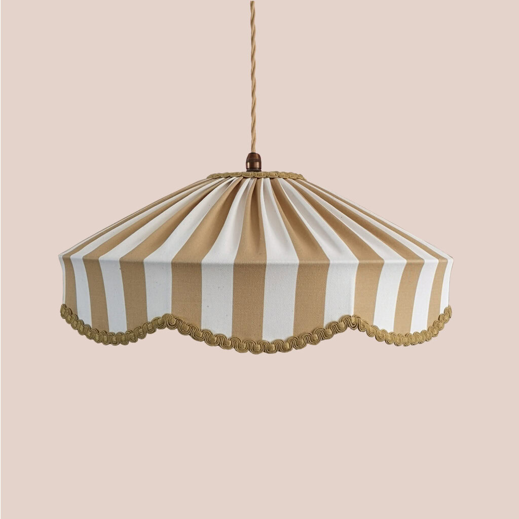 SALE 16″ Tiffany Wave Lampshade – Hay Tent Stripe