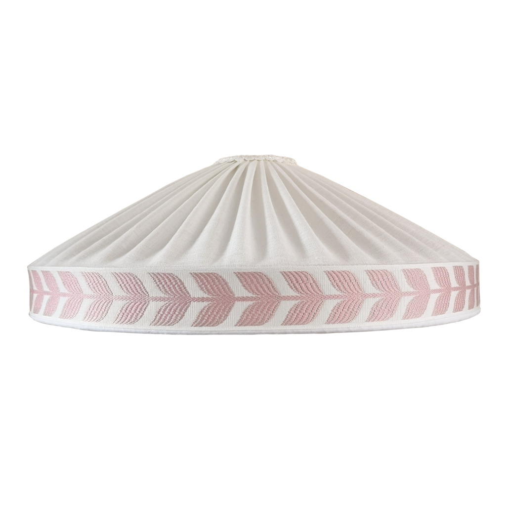 Ivory Linen & Pink Leaf Tiffany Lampshade