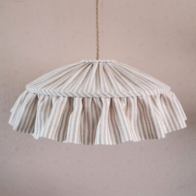 Blush Stripe Linen Tiffany Ruffle Lampshade