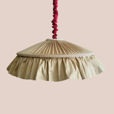 Ruffle Cord Pendant - Ruby Dupion Silk