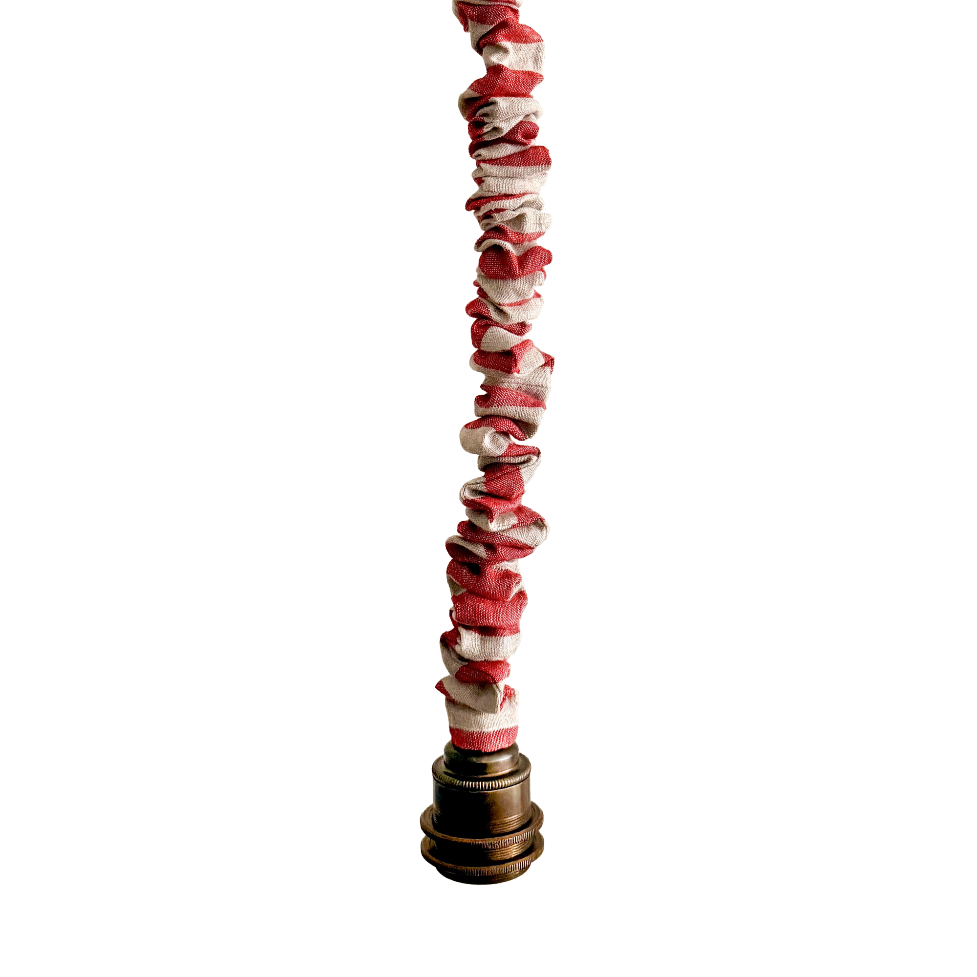 Red and Beige Stripe Ruffle Cord Cover